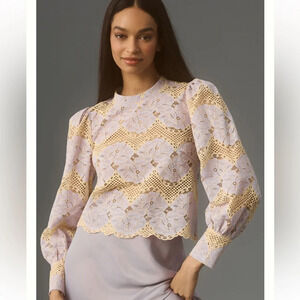 Anthropologie Dolan Left Coast Collection Long Sleeve Lace Top Size XS